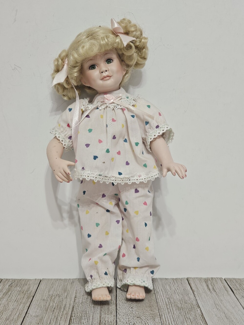 Vintage 13" Paradise Galleries Elizabeth Porcelain Doll with Blonde Curly Hair